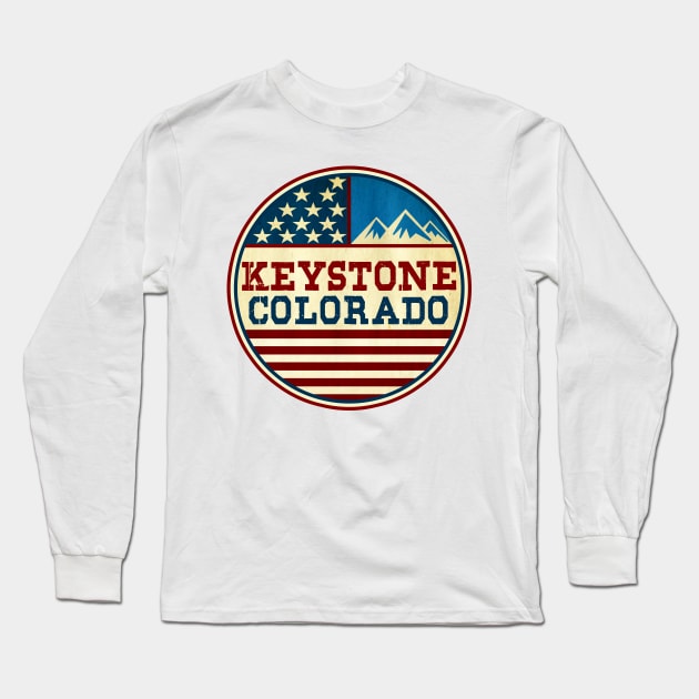 Keystone Colorado Skiing Mountains Ski Red White And Blue Long Sleeve T-Shirt by TravelTime